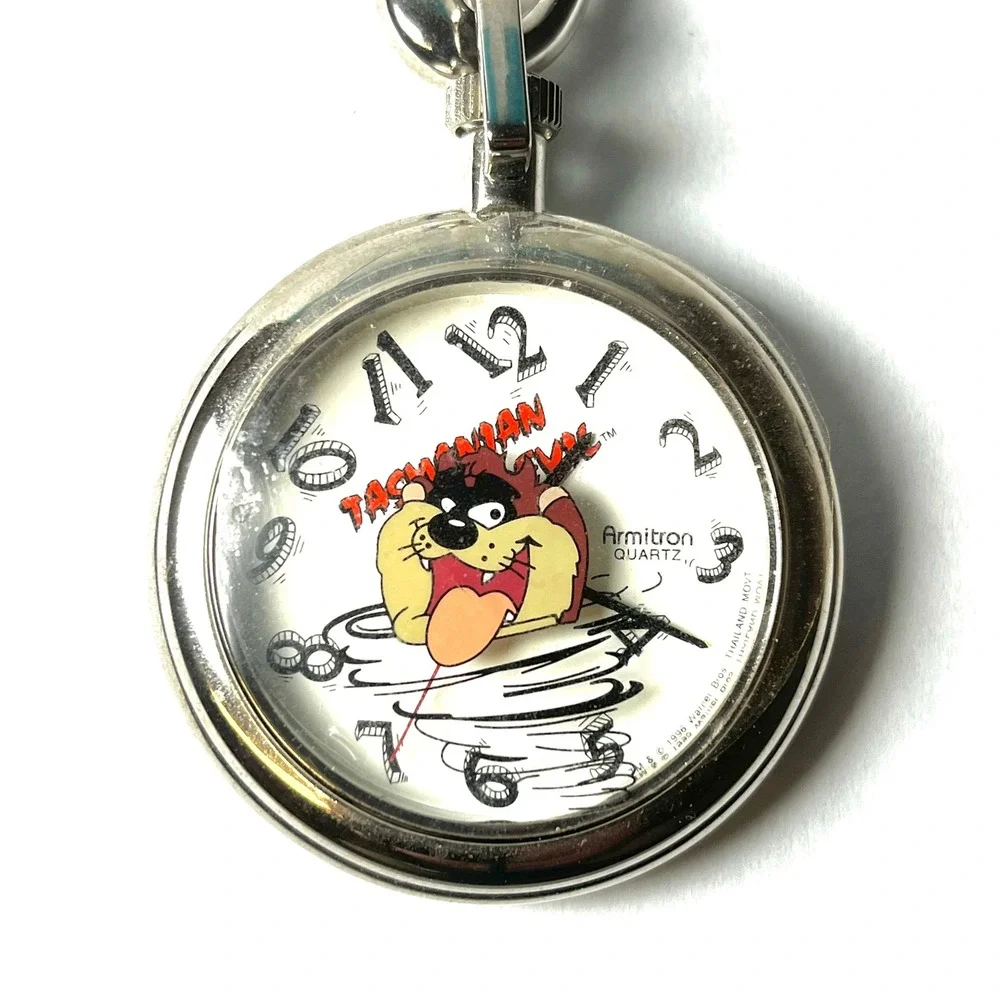 Armitron Looney Tunes Tasmanian Devil Taz Clip On Pocket Watch Warner Brothers